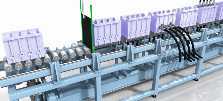 Wheelabrator Advanced Internal Cleaning, processbild av transportsystem
