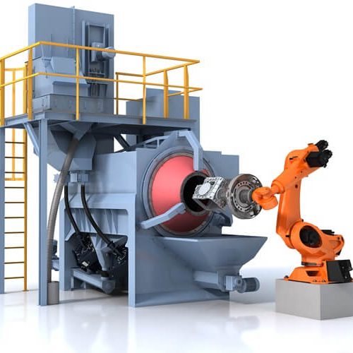 Wheelabrator Robotgripper - Automatblästermaskin för borttagning av värmesprickor, till exempel från aluminiumgjutgods