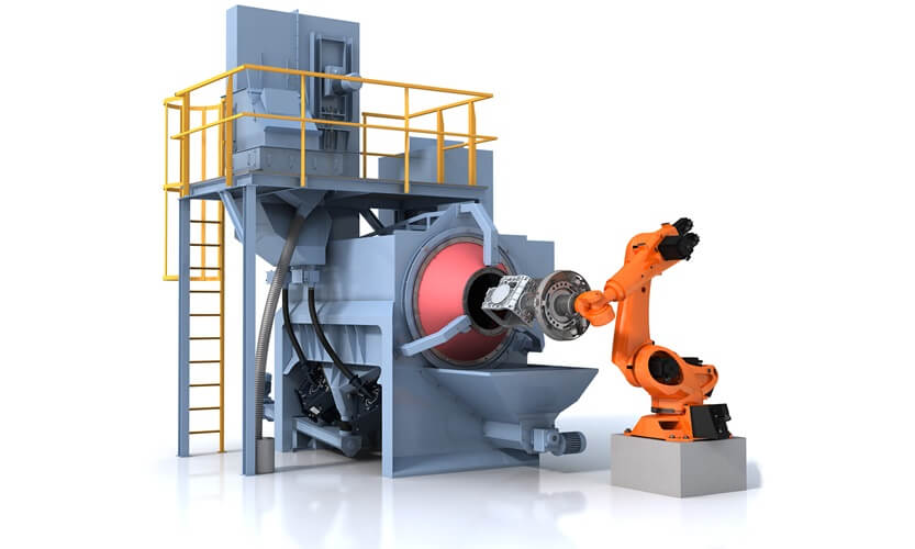 Wheelabrator Robotgripper - Automatblästermaskin för borttagning av värmesprickor, till exempel från aluminiumgjutgods